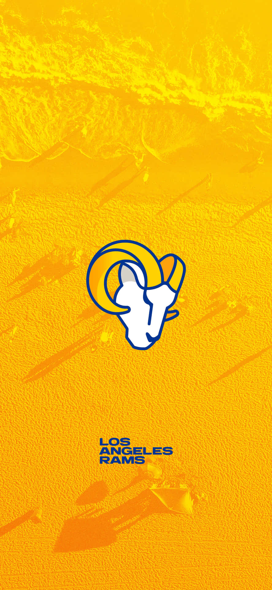 En gul og oransje bakgrunn med et logo for Los Angeles Rams. Wallpaper