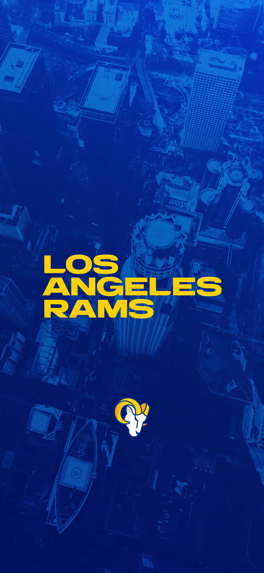 A Blue And Yellow Background With The Words Los Angeles Rams Wallpaper