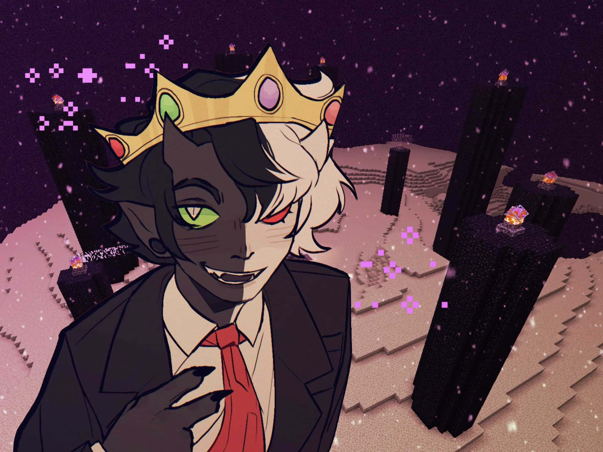 A Man In A Suit And Tie With A Crown