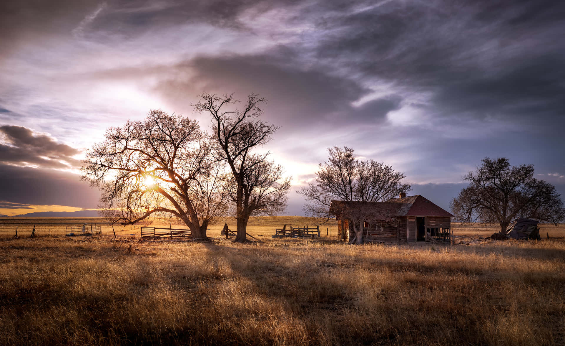 Enjoy the scenic beauty of a ranch in the summer. Wallpaper