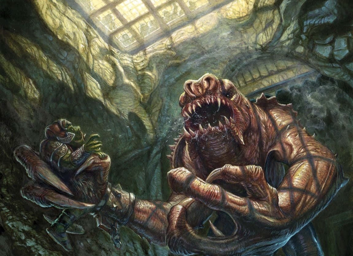 Download Caption: Defiant Rancor in the Wild Wallpaper | Wallpapers.com