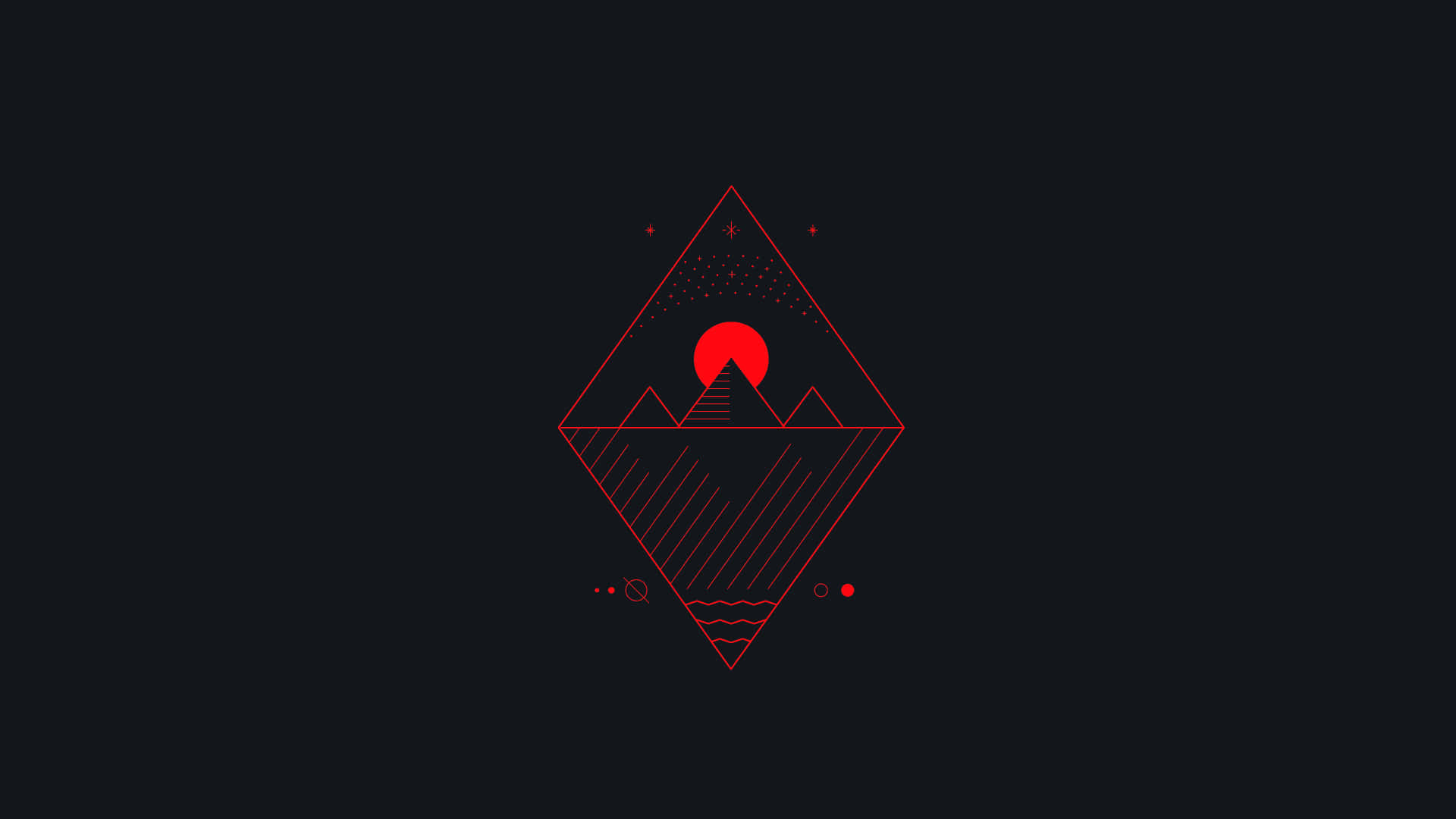 A Red Triangle With A Mountain In The Middle