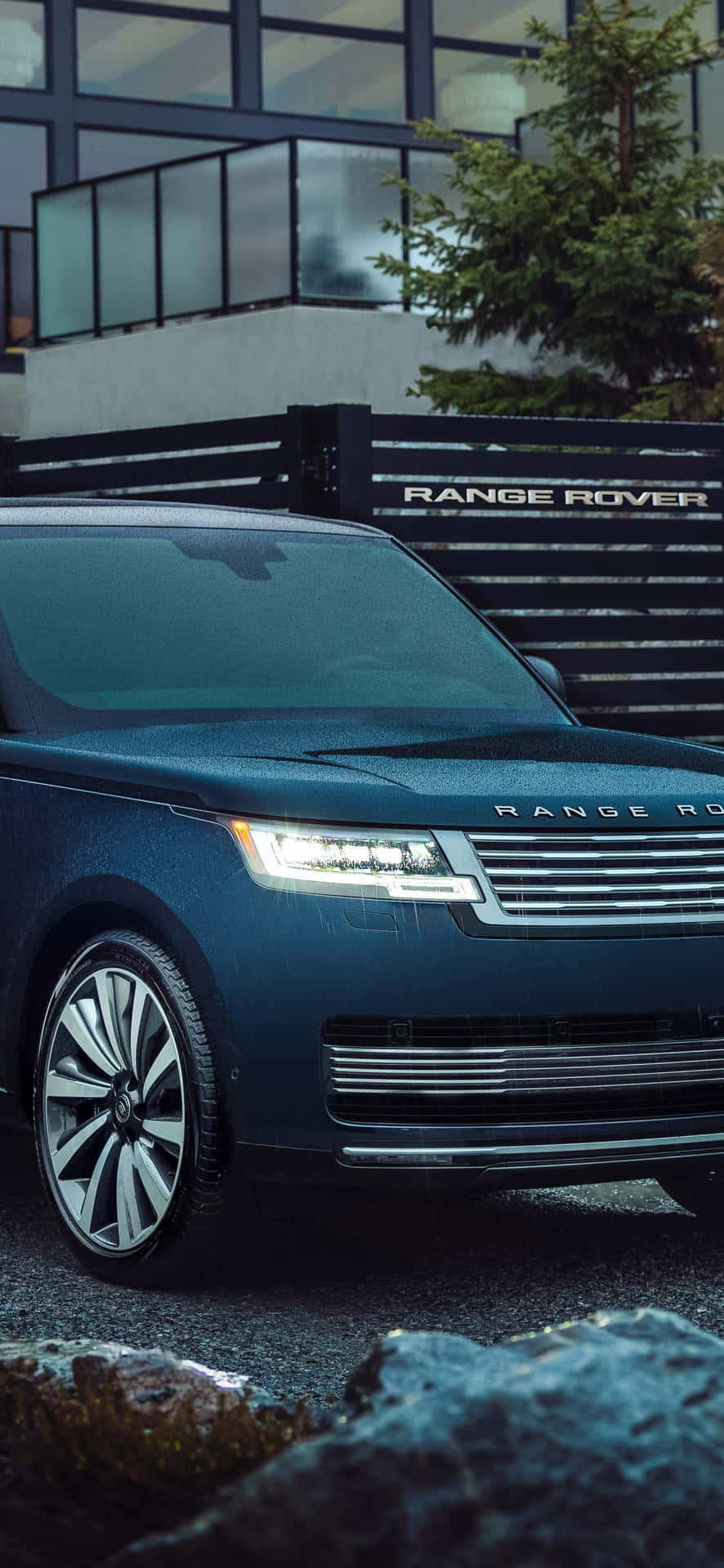 Range Rover Luxe Suv Geparkeerd Achtergrond