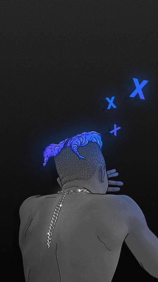 Rap Artist Blue Hair Illustration Wallpaper