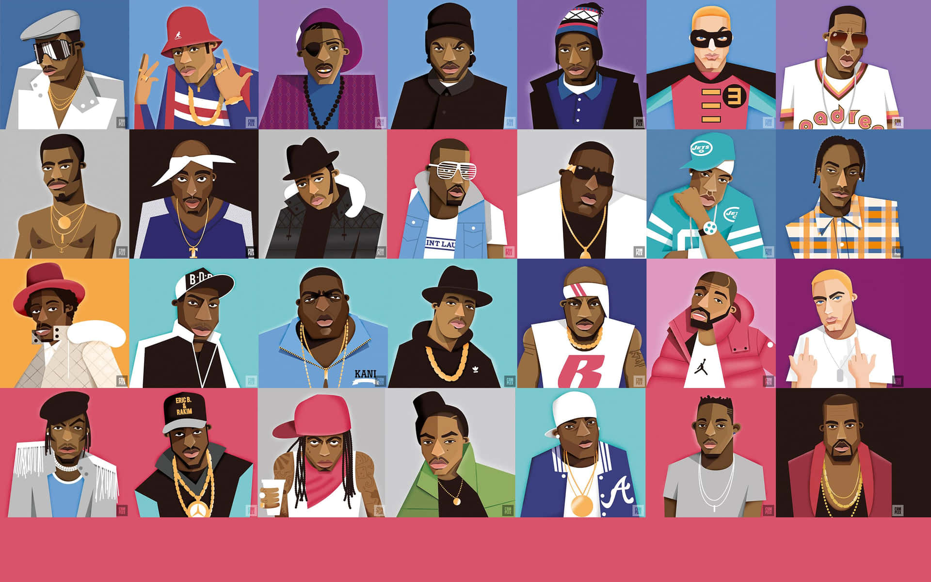 Fejring af top rappere ikoner Wallpaper