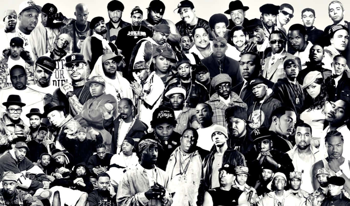 Collage Rap Sort og Hvid Old School Rappere Mixtape Album Cover Tapet Wallpaper