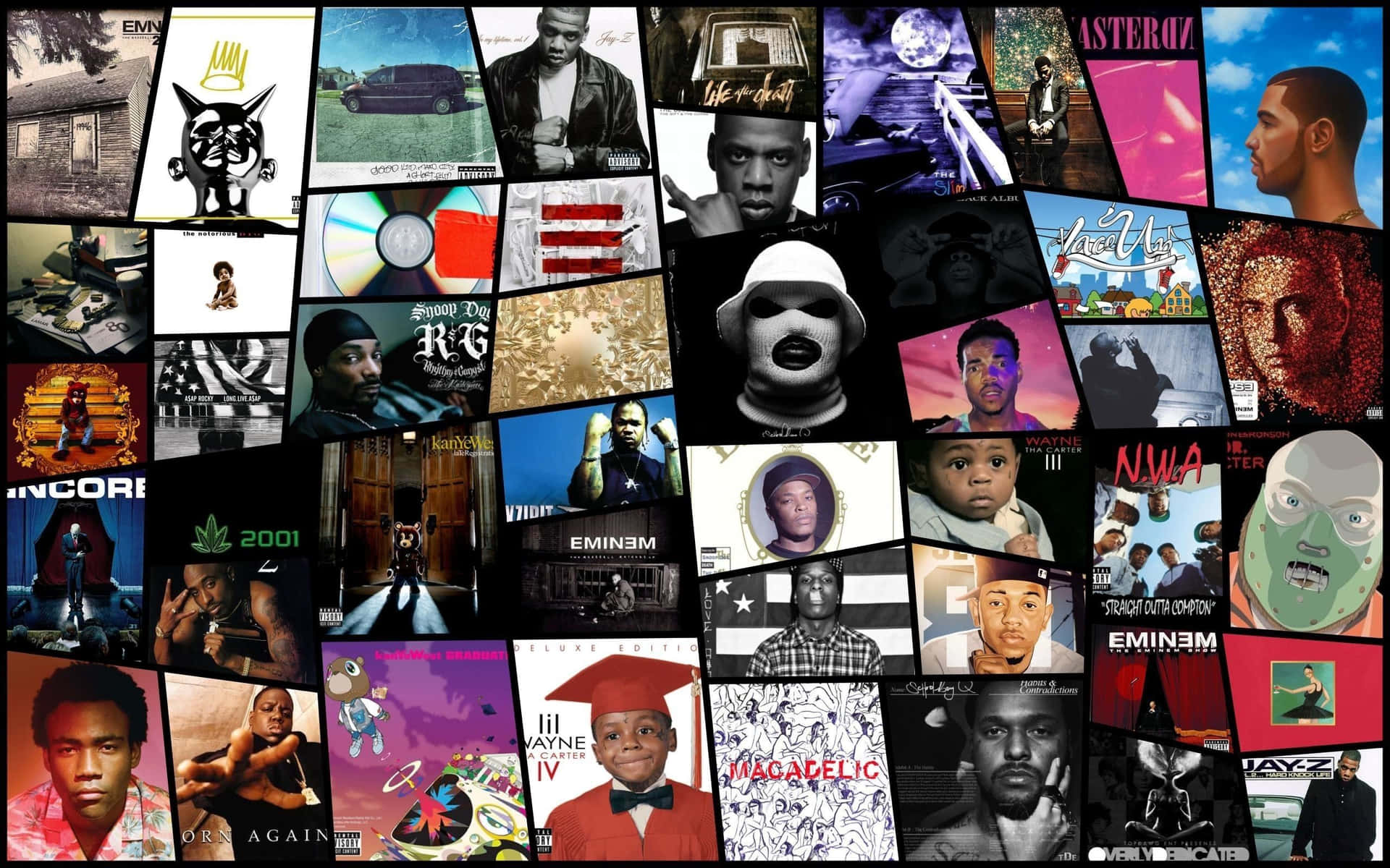 A Rap Collage of Hip Hop Music Wallpaper