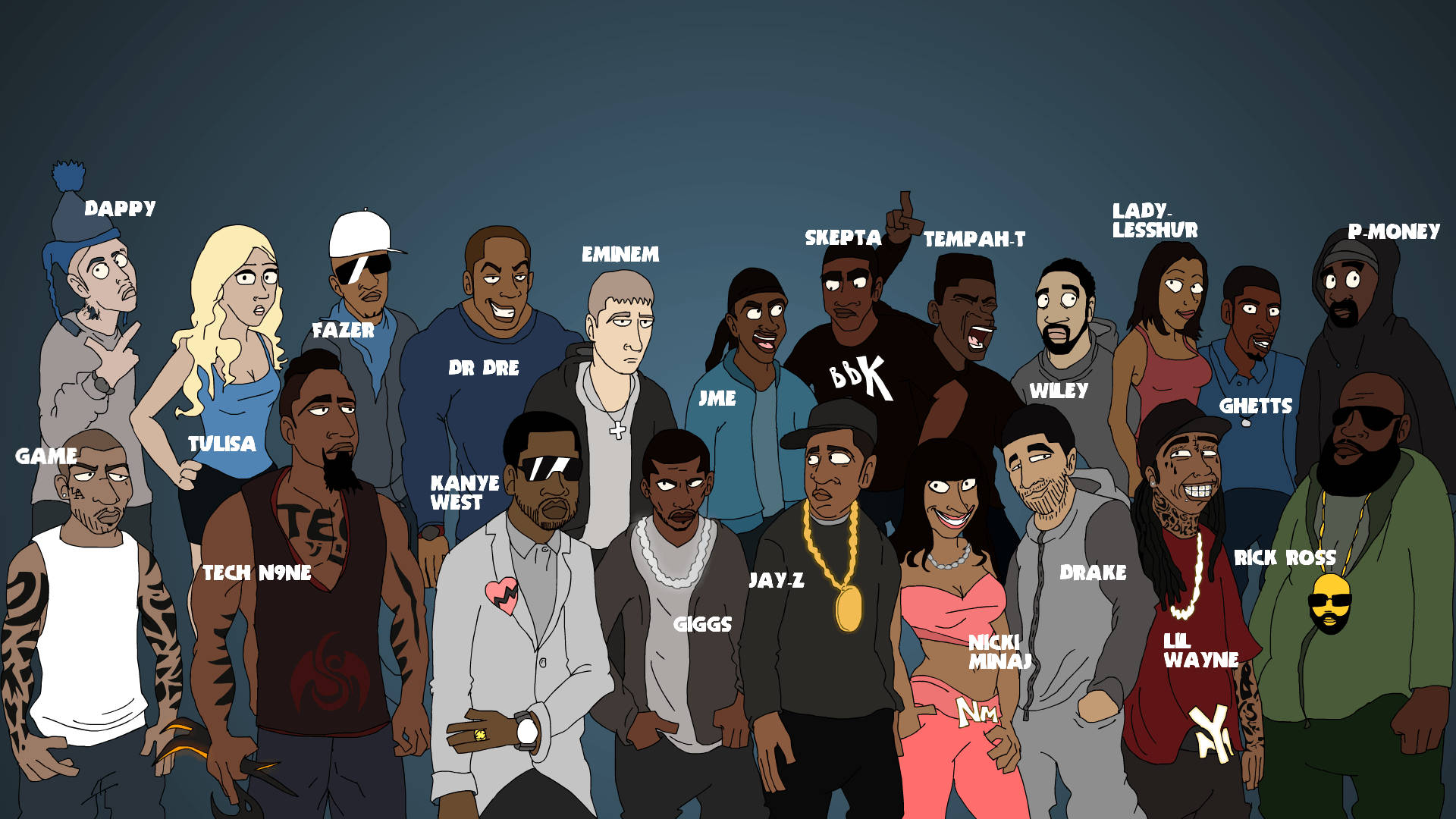 Cartoonized Rappers Rap Computer Wallpaper