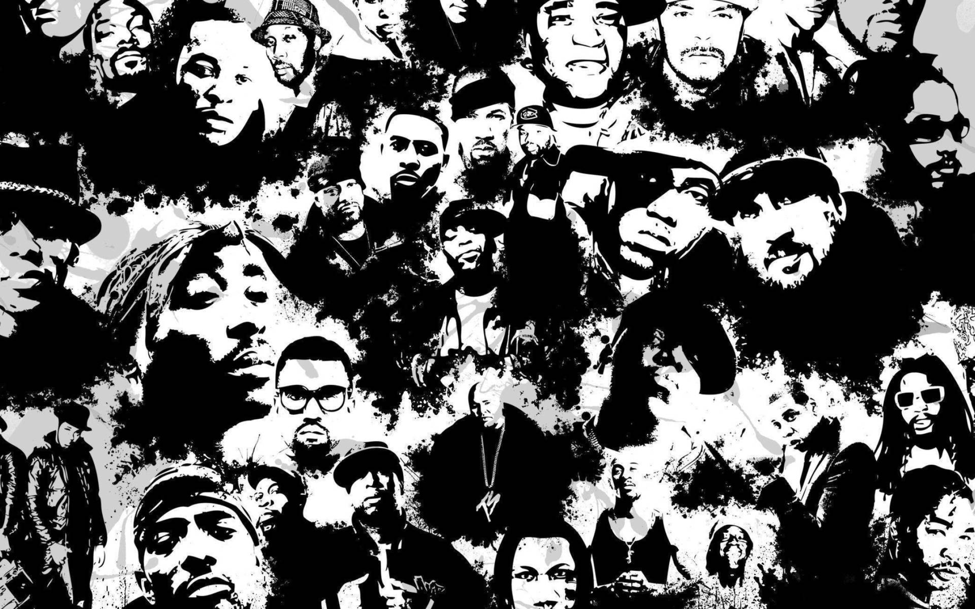 Rap Computer Black And White Faces Wallpaper