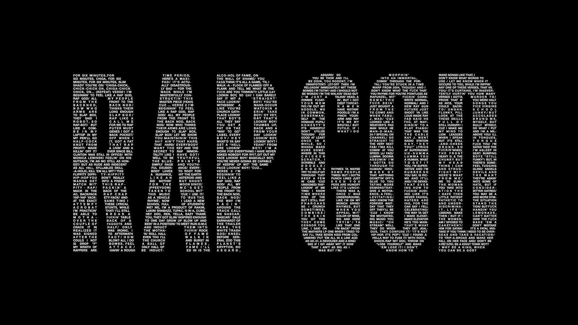 Rap God Text Art Wallpaper