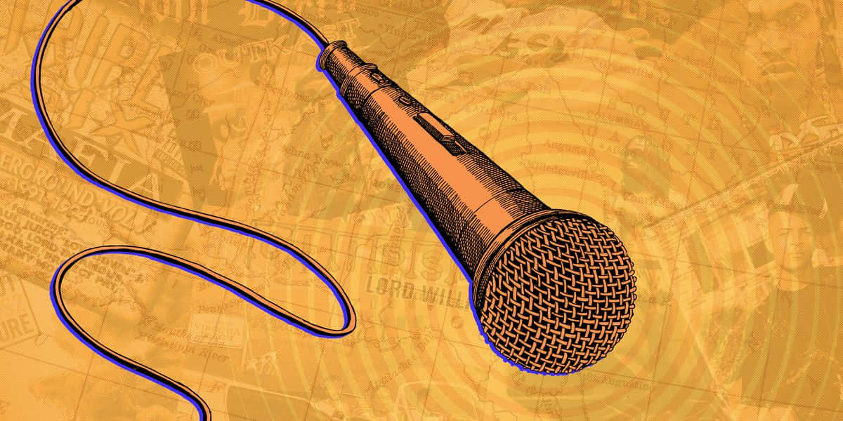 a microphone on a map