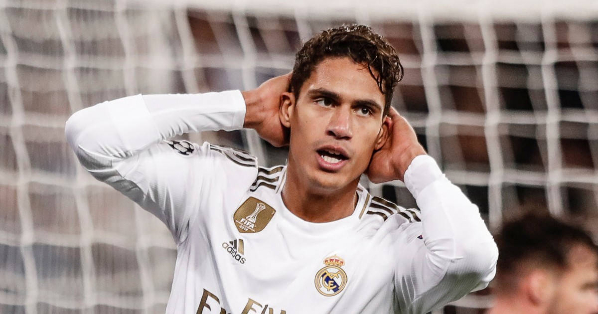 Raphael Varane looking disappointed on the field Wallpaper