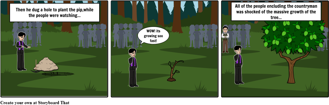 Rapid Tree Growth Comic Strip PNG
