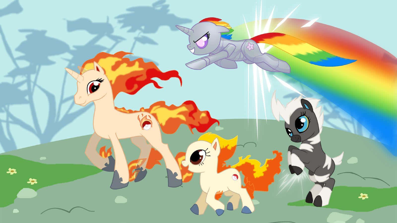 Rapidash, Ponyta, And Blitzle My Little Pony Art Wallpaper