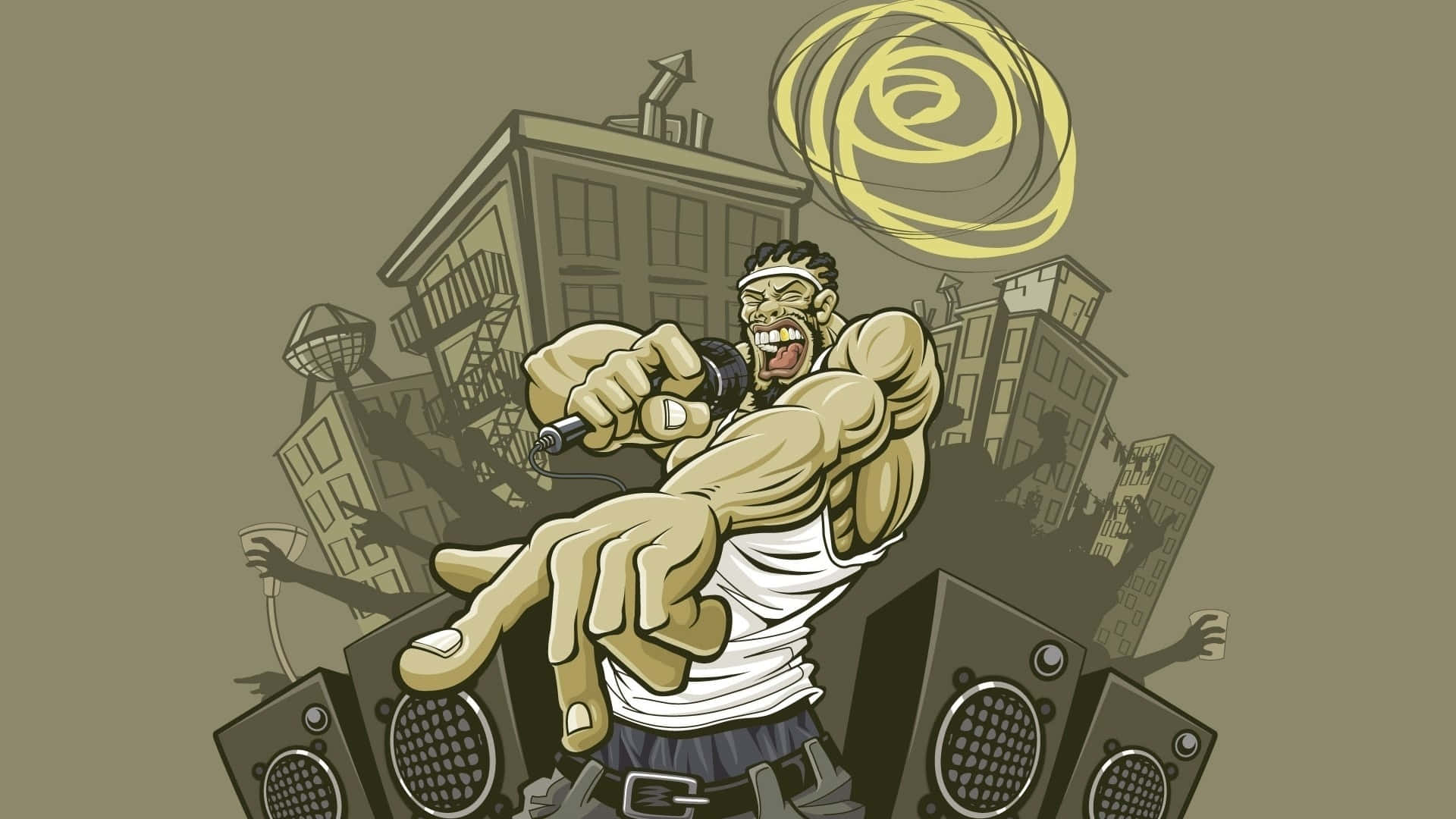 ¡levantalas Manos Para El Dibujo Animado De Rap! Fondo de pantalla