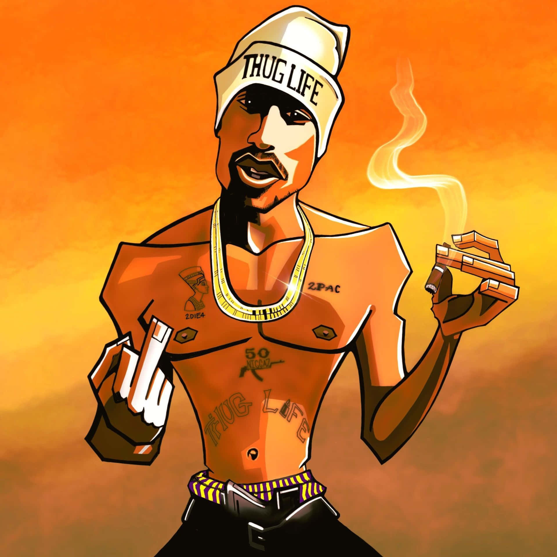 En hip hop-kunstner, der rapper i byen om natten. Wallpaper