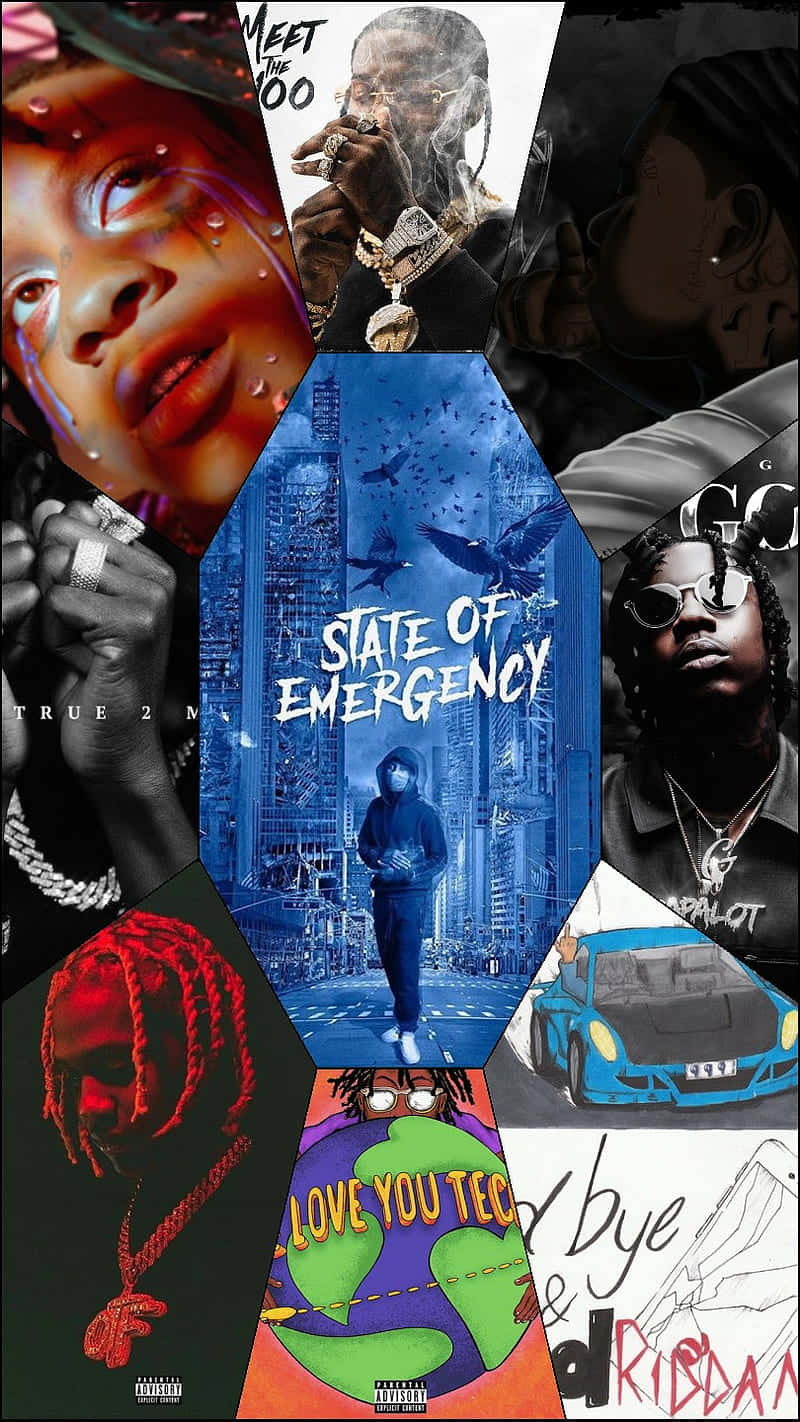 Rapper Collage featuring Drake, Cardi B, Lil Wayne and Kendrick Lamar Wallpaper