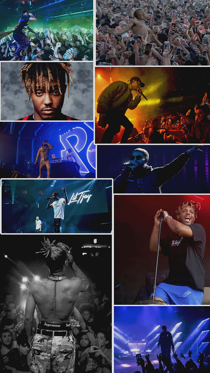 A Collage Of Pictures Of People At A Concert Wallpaper