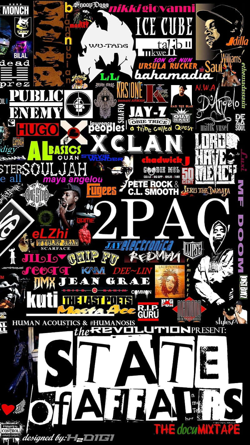 En Hip Hop Mashup: En samling af moderne og klassiske hip hop superstjerner. Wallpaper