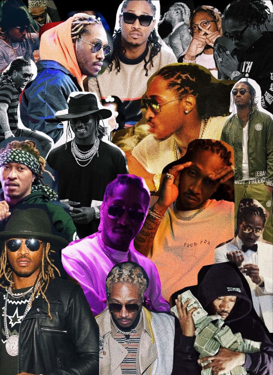En samling af rappere med forskellige typer tøj. Wallpaper