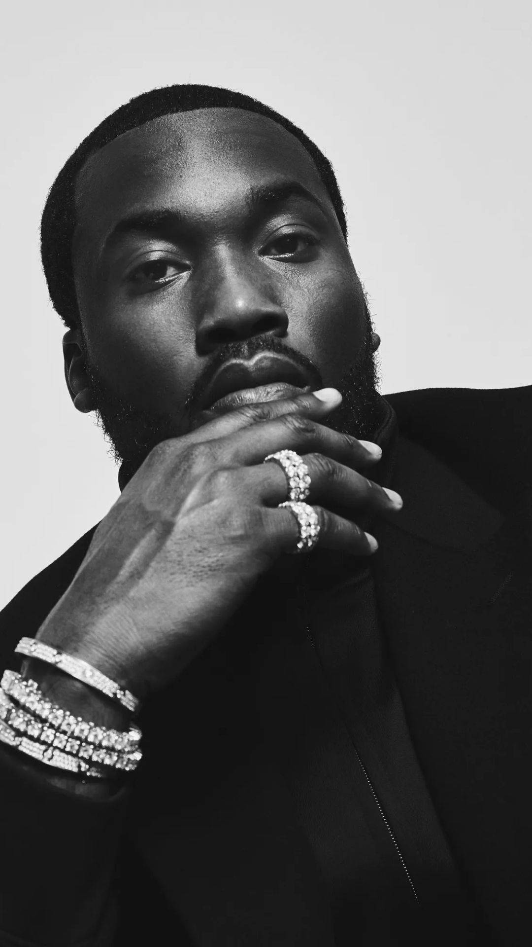 Rapper Meek Mill Black And White Background