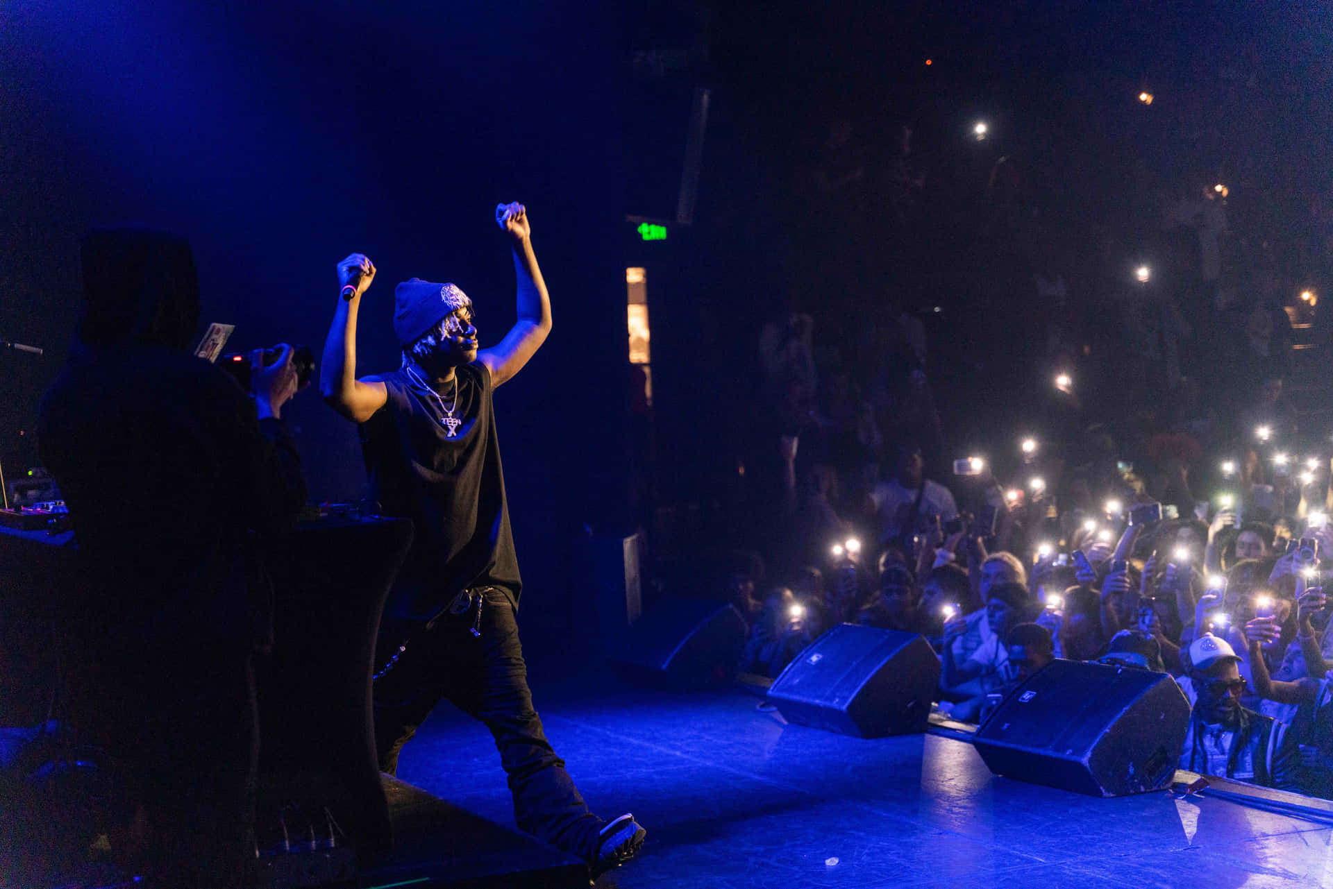 Rapper Performance Stage Lights Crowd Wallpaper