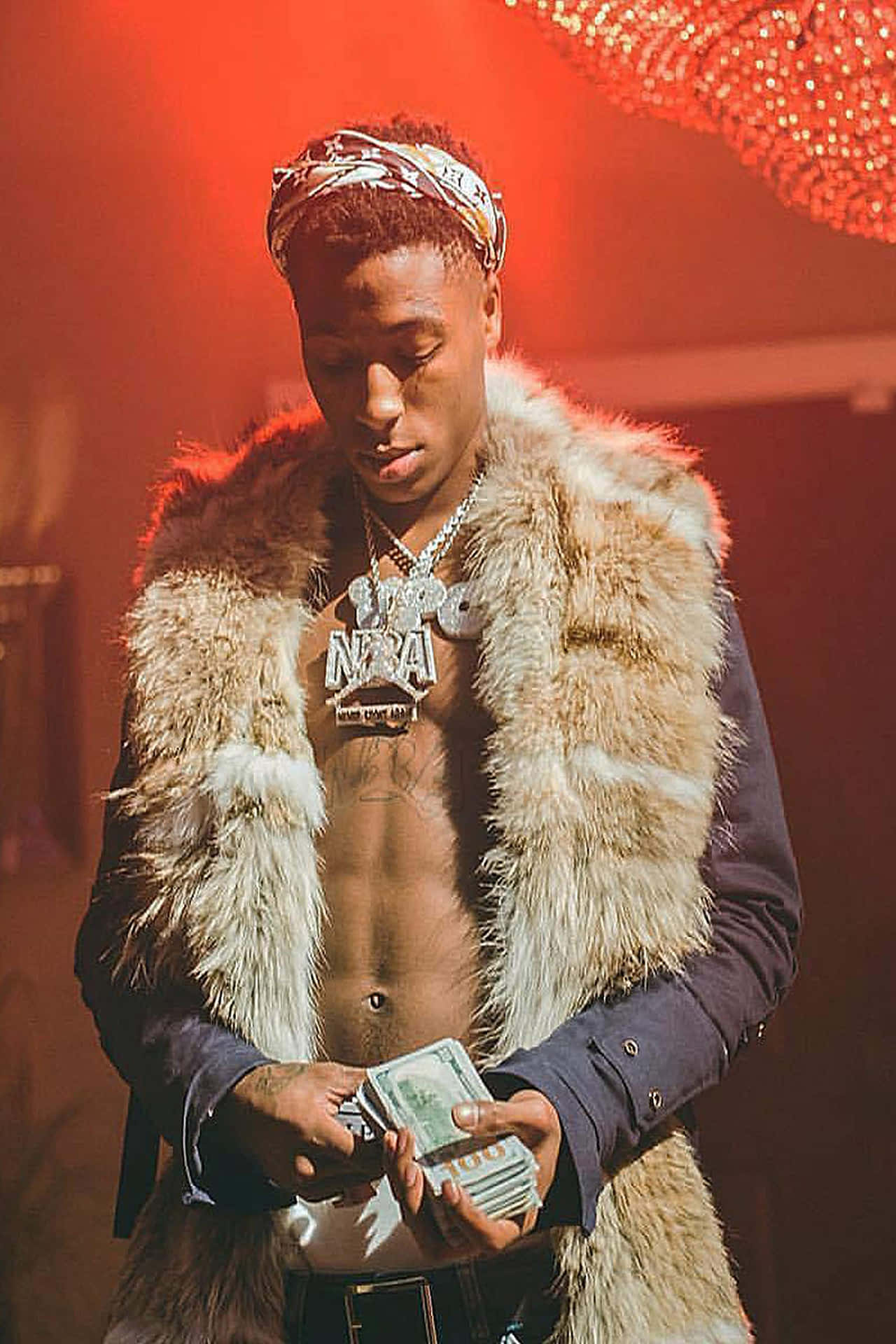 Rapper With Cash And Fur Coat Wallpaper