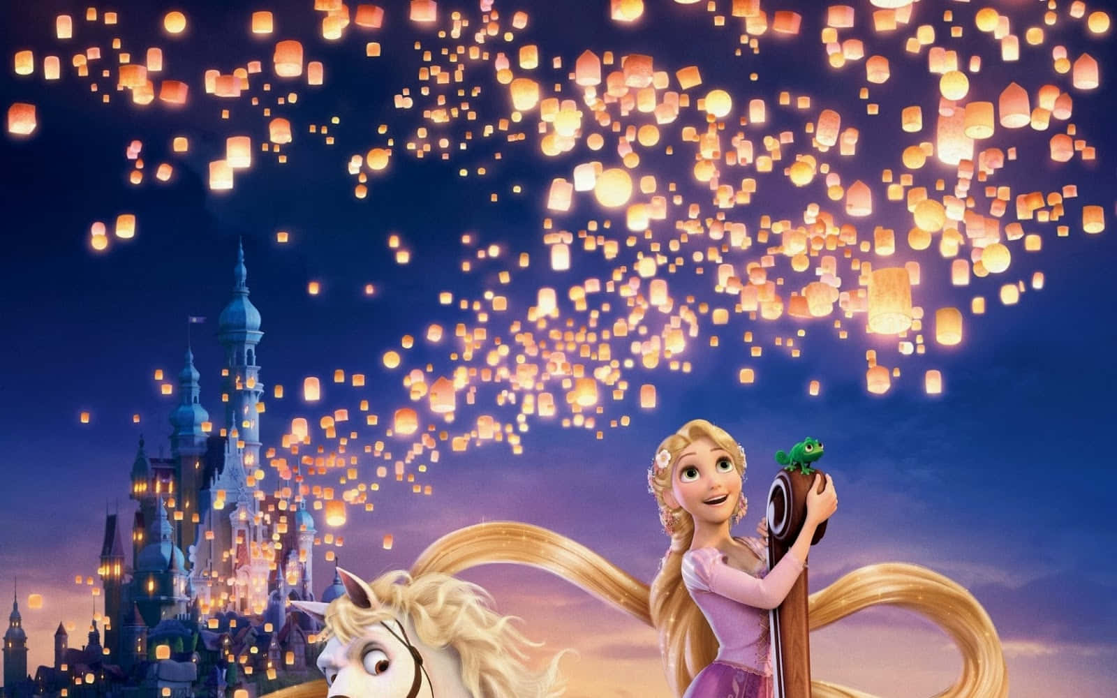 Fairytale princess Rapunzel with her magical golden hair
