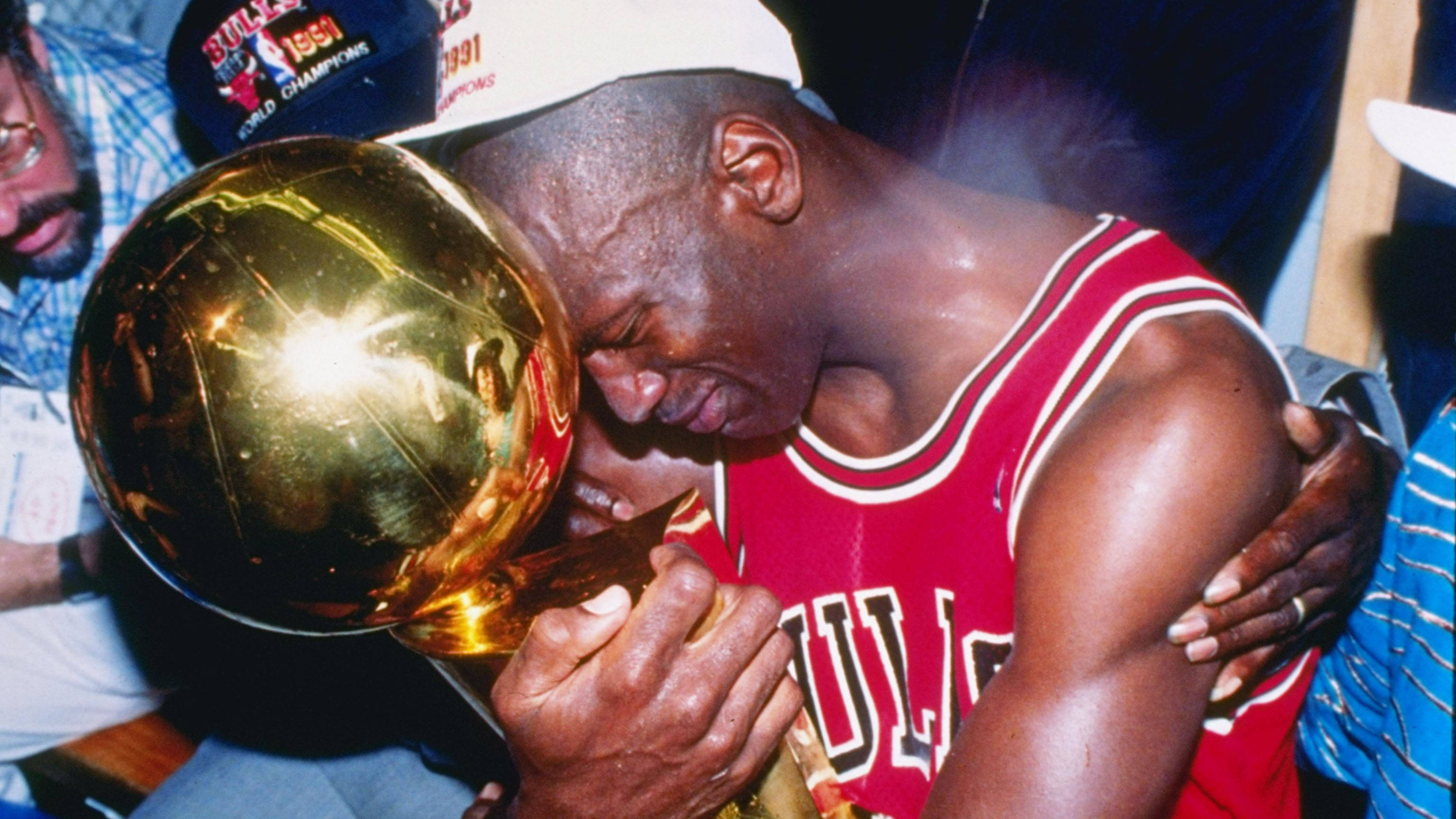 Rare Cool Emotional Jordan Holding A Trophy Picture