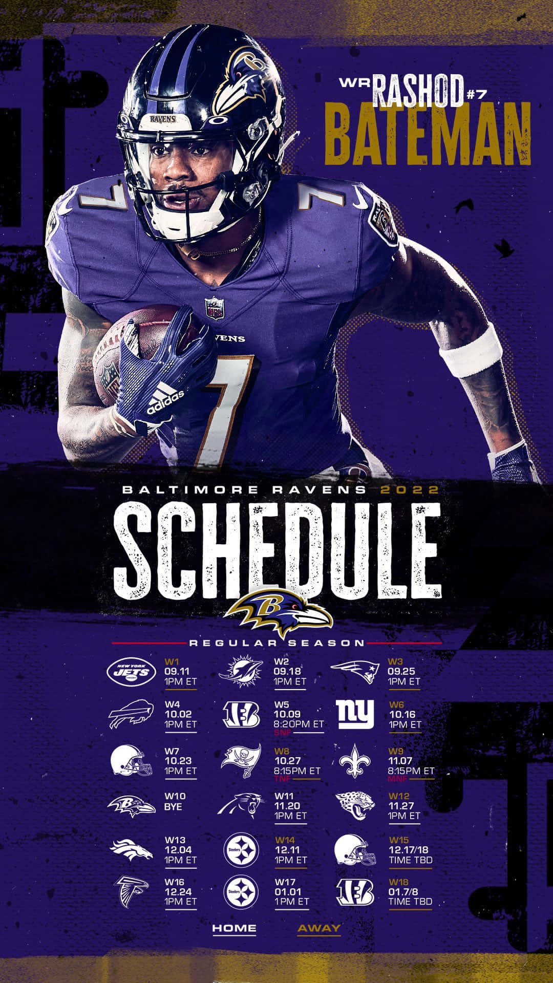 Rashod Bateman Baltimore Ravens Schedule Poster Wallpaper