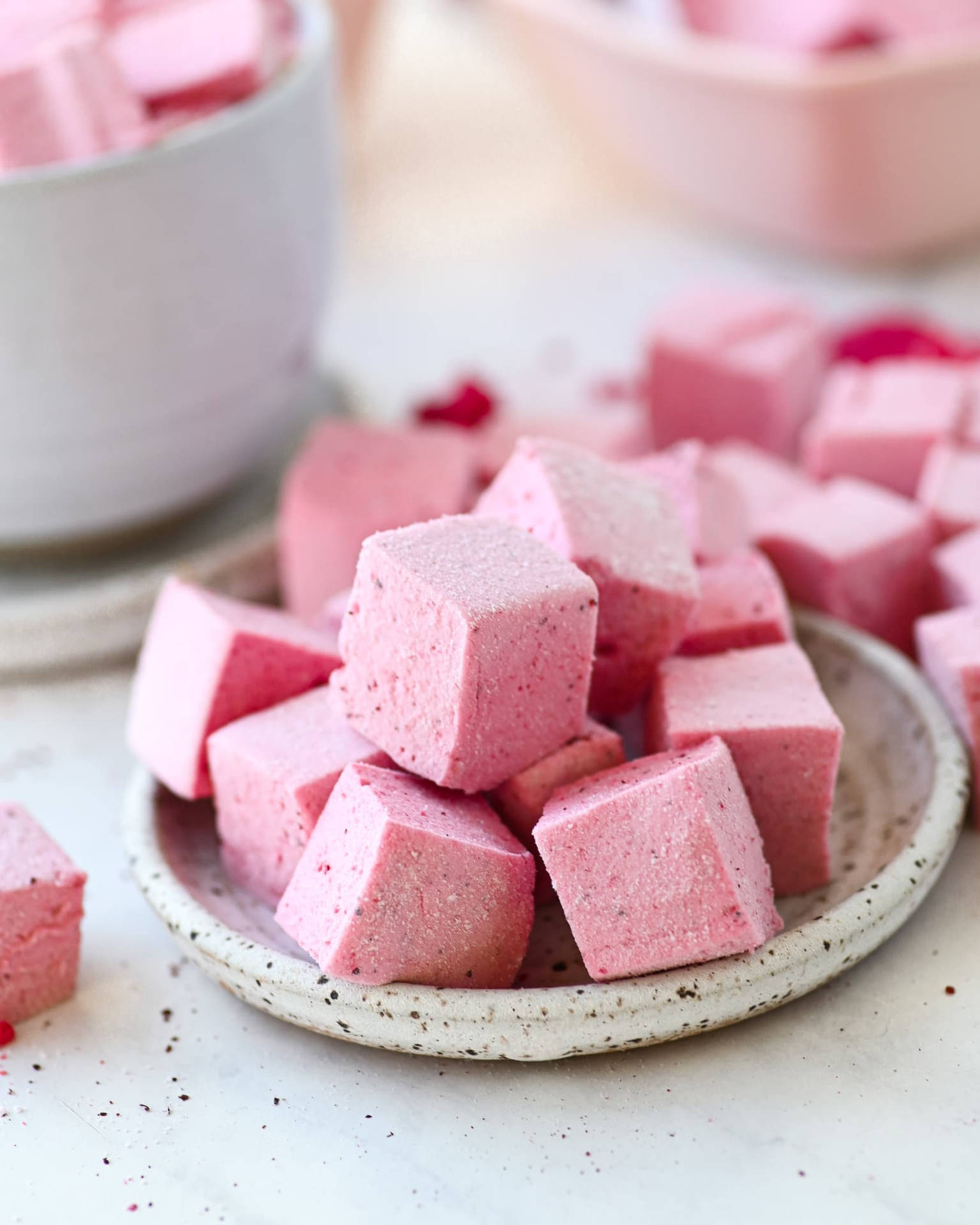 Raspberry Pink Marshmallow Cubes Wallpaper