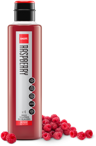 Raspberry Syrup Bottlewith Fresh Raspberries PNG