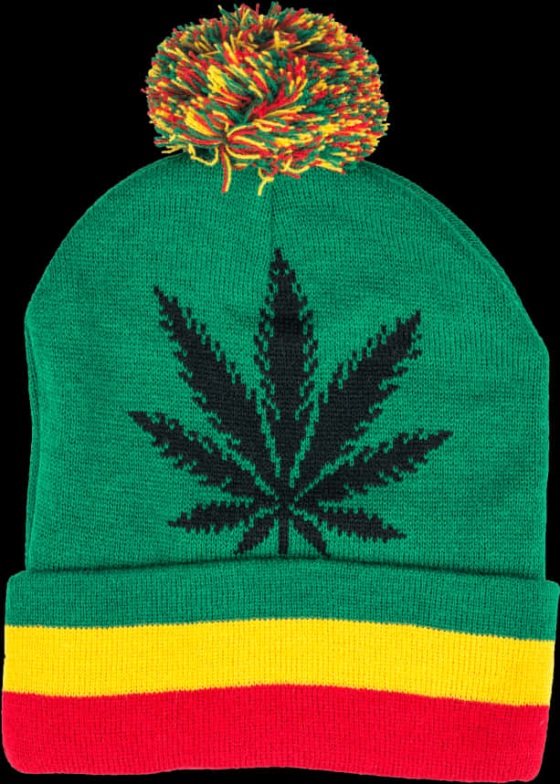 Rasta Beanie With Cannabis Leaf PNG