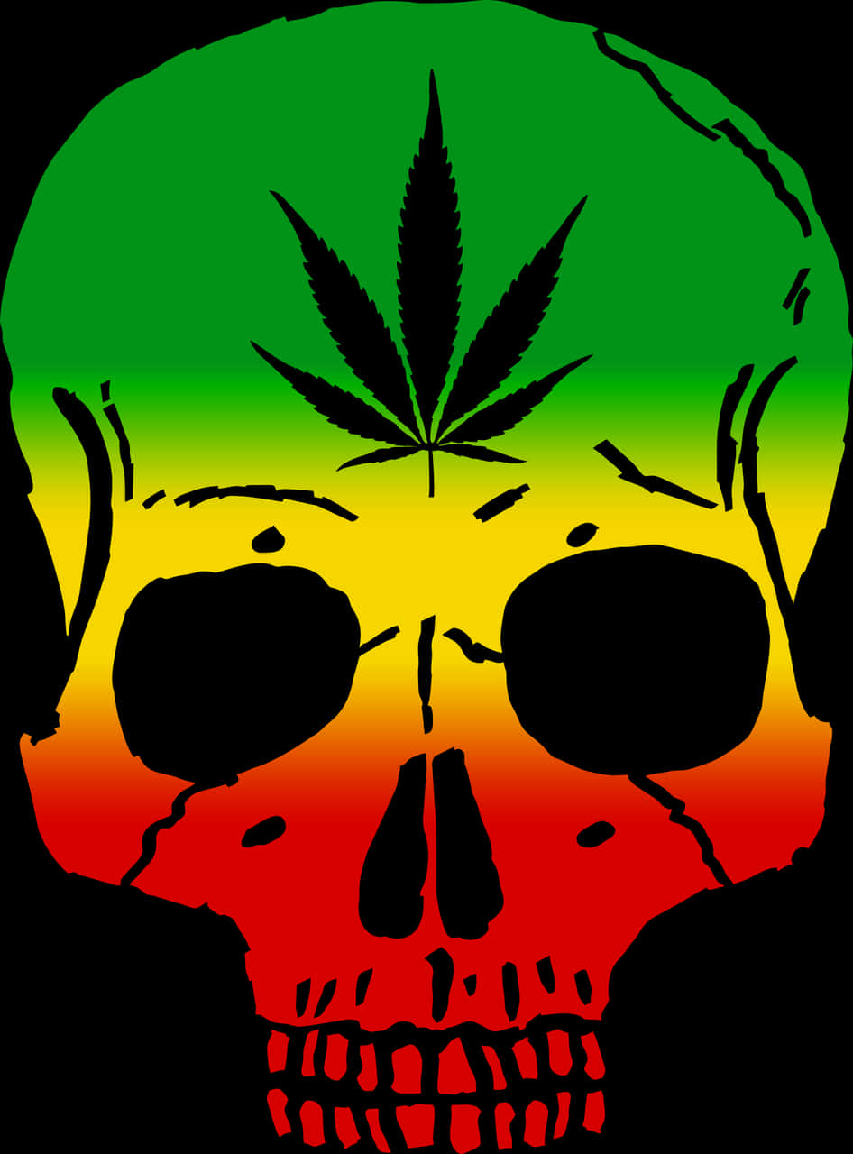 Rasta_ Skull_with_ Cannabis_ Leaf Wallpaper