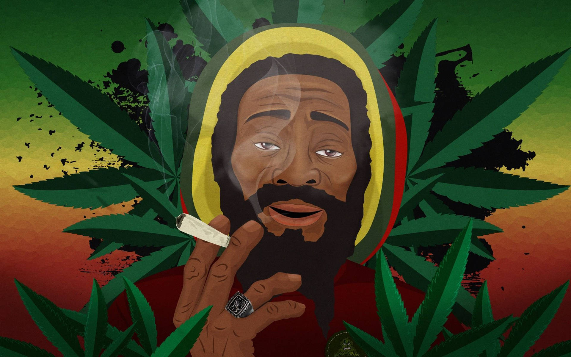 Rastafarianer,der An Einem Joint Zieht Wallpaper
