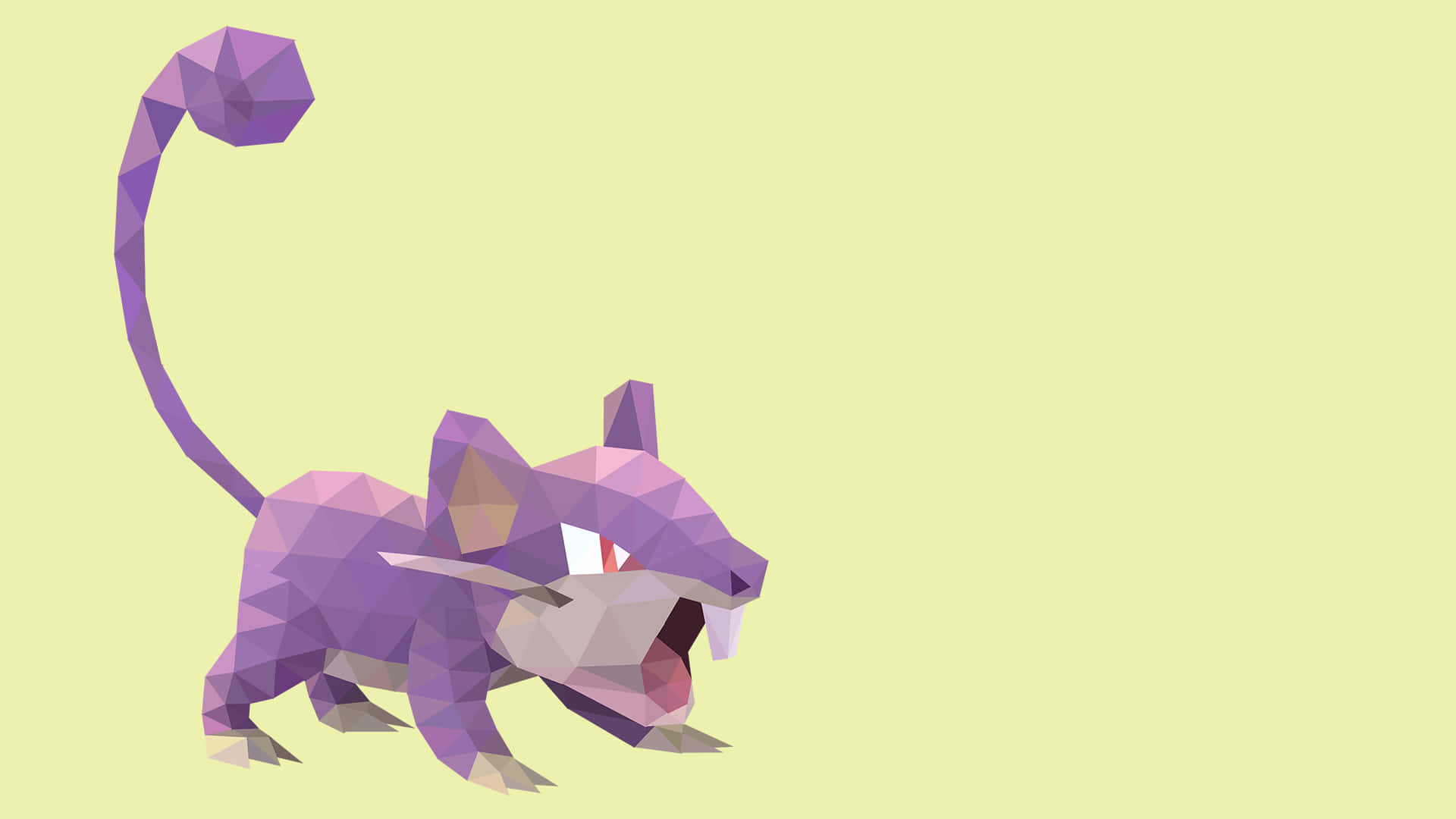 Rattata With Purple Fur And Long Tail In Light Yellow Background Wallpaper
