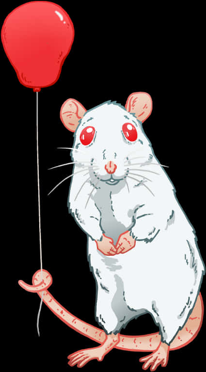 Ratwith Red Balloon Illustration PNG