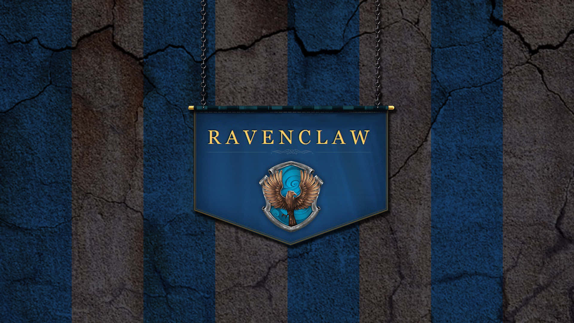 Ravenclawbanner På En Blå Vägg