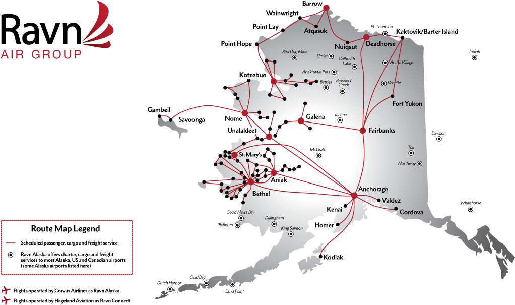 Ravn Air Group Alaska Route Map PNG