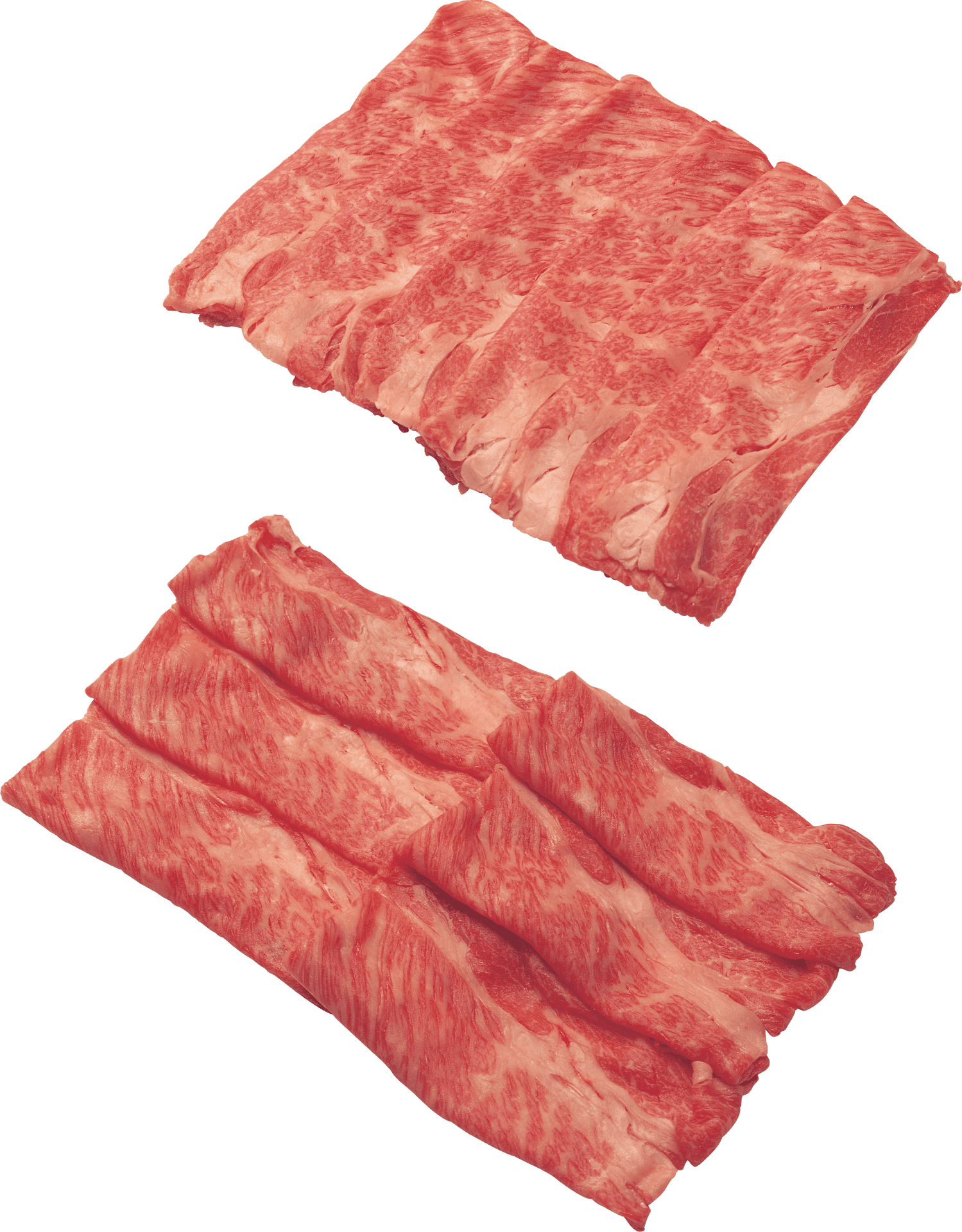 Raw Beef Slices Blue Background PNG