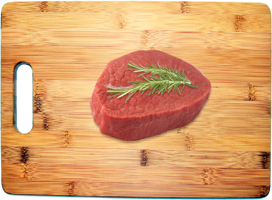 Raw Steakwith Rosemaryon Wooden Board PNG