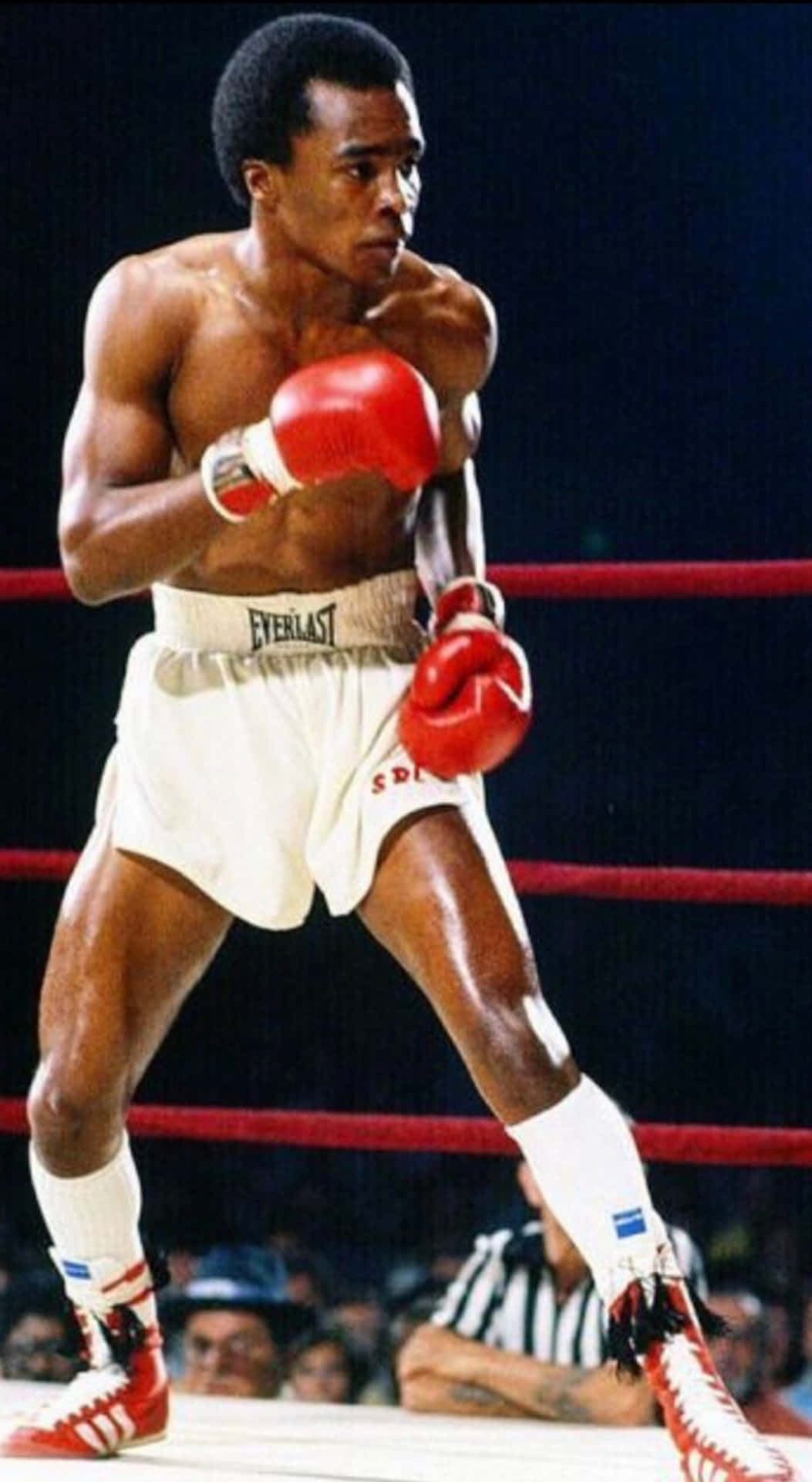 Ray Leonard With Red Gloves And Black Backdrop Wallpaper
