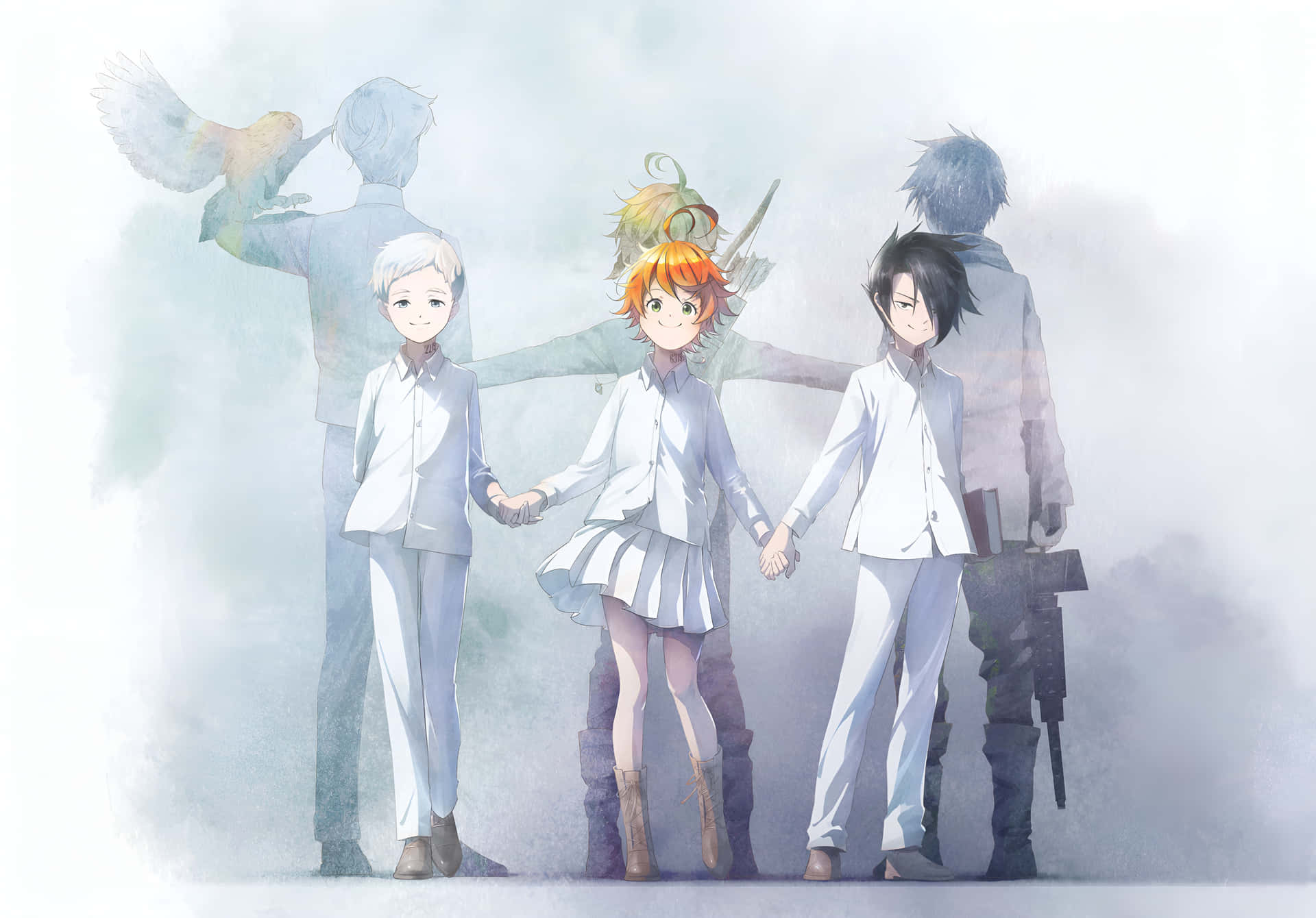 Emma Norman And Ray The Promised Neverland Adult Wallpaper