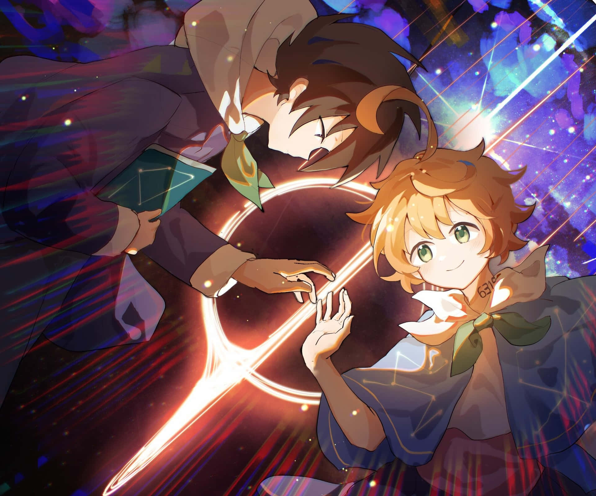 Emma And Ray The Promised Neverland Light Wallpaper