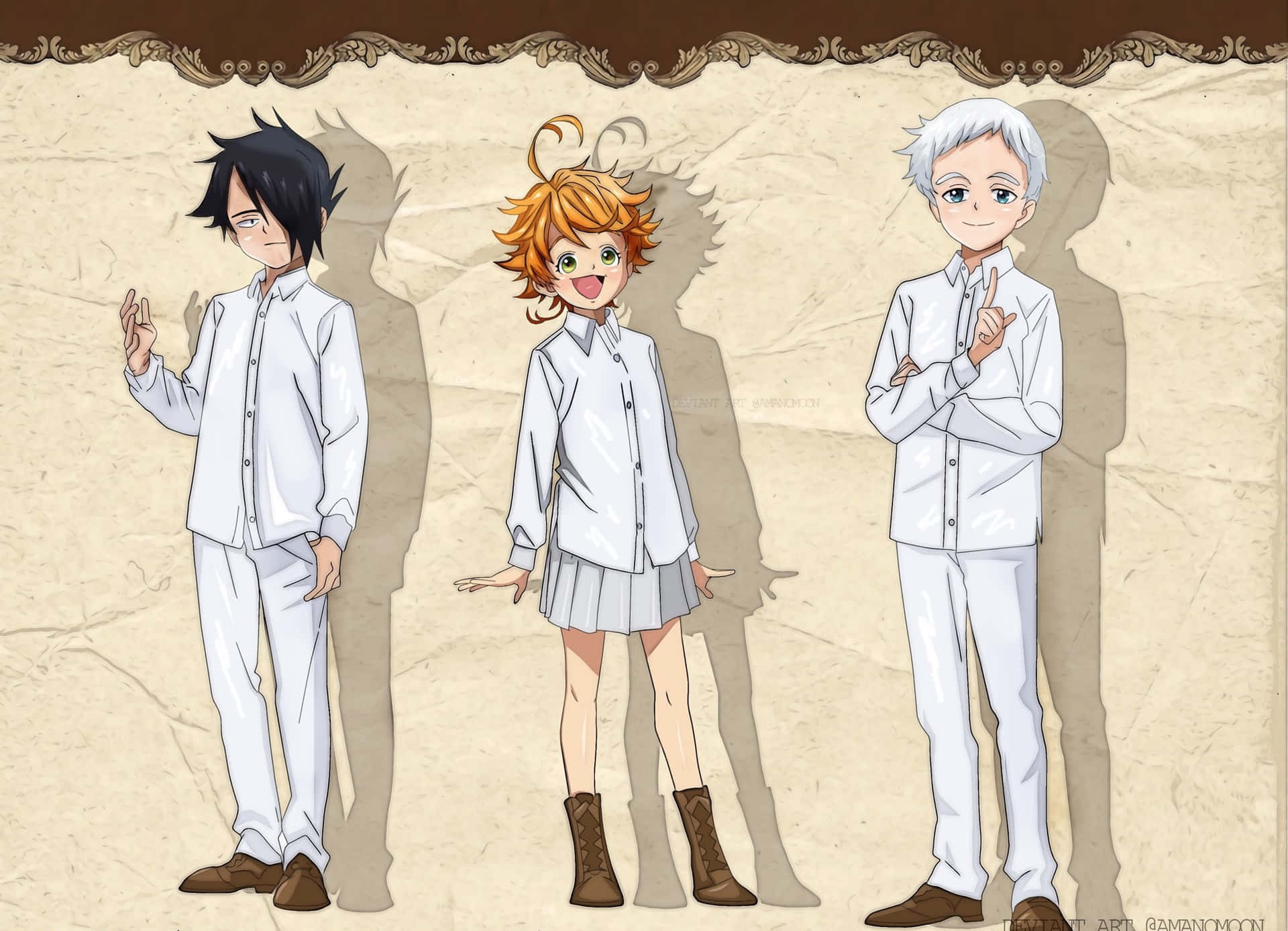 White Emma Norman Ray The Promised Neverland Wallpaper