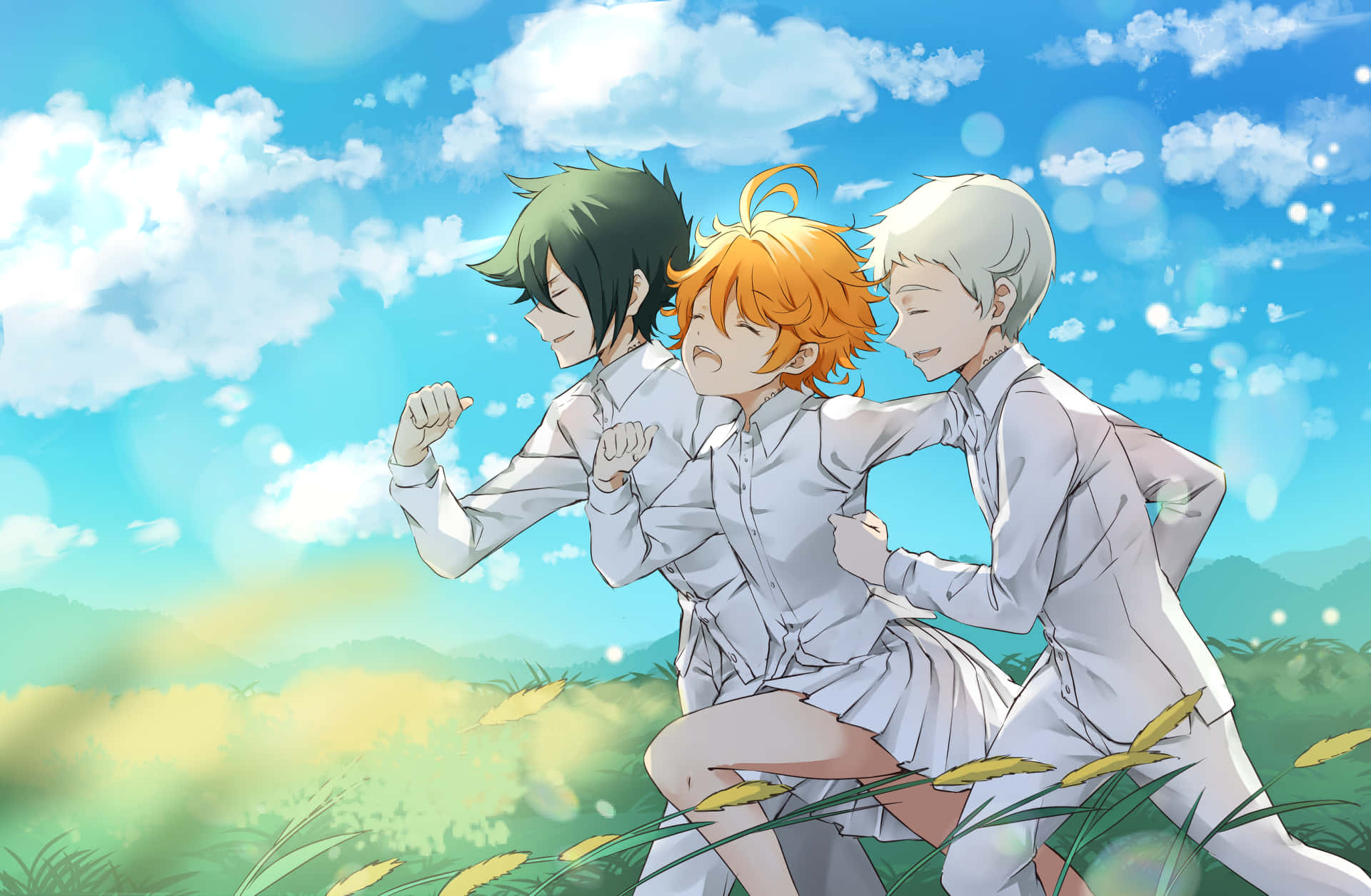 Running Emma Norman And Ray The Promised Neverland Wallpaper