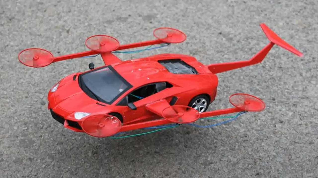 A Toy Car With Two Propellers On It