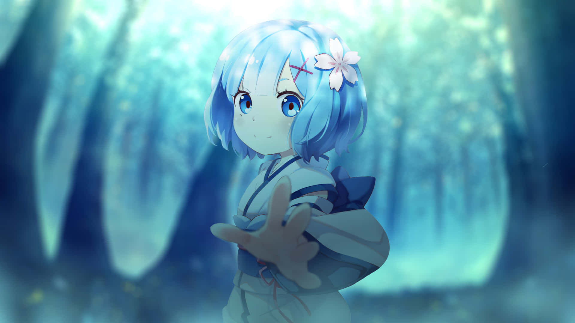 Emilia,den Halvelvere Heltinde Fra Anime-serien Re:zero.