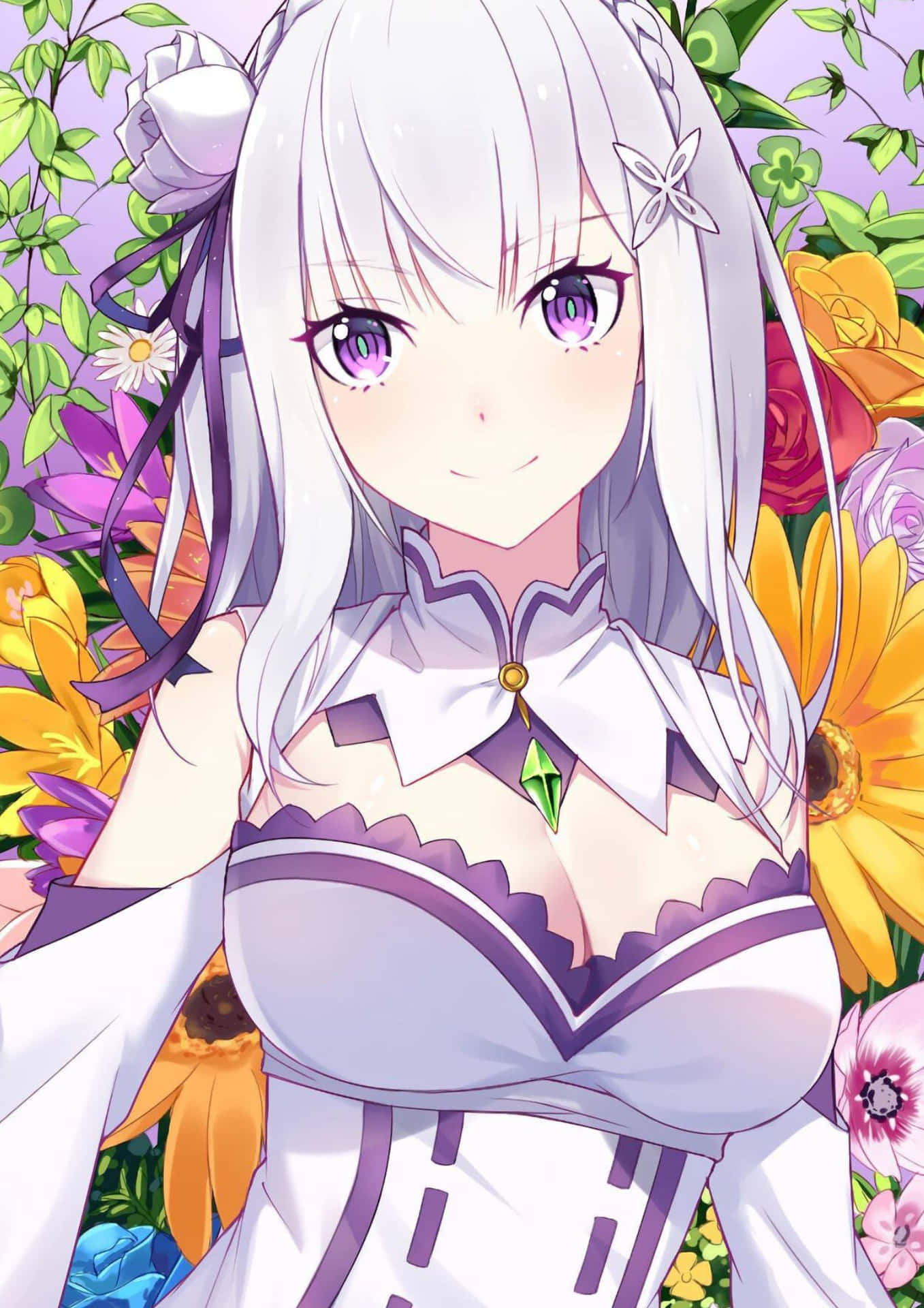 Emilia Re:zero - Hymyilevä Ja Elegantti Taustakuva