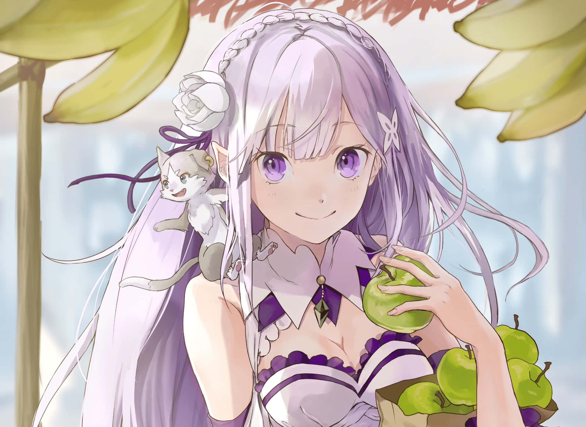 Re Zero's Emilia in a mesmerizing setting Wallpaper